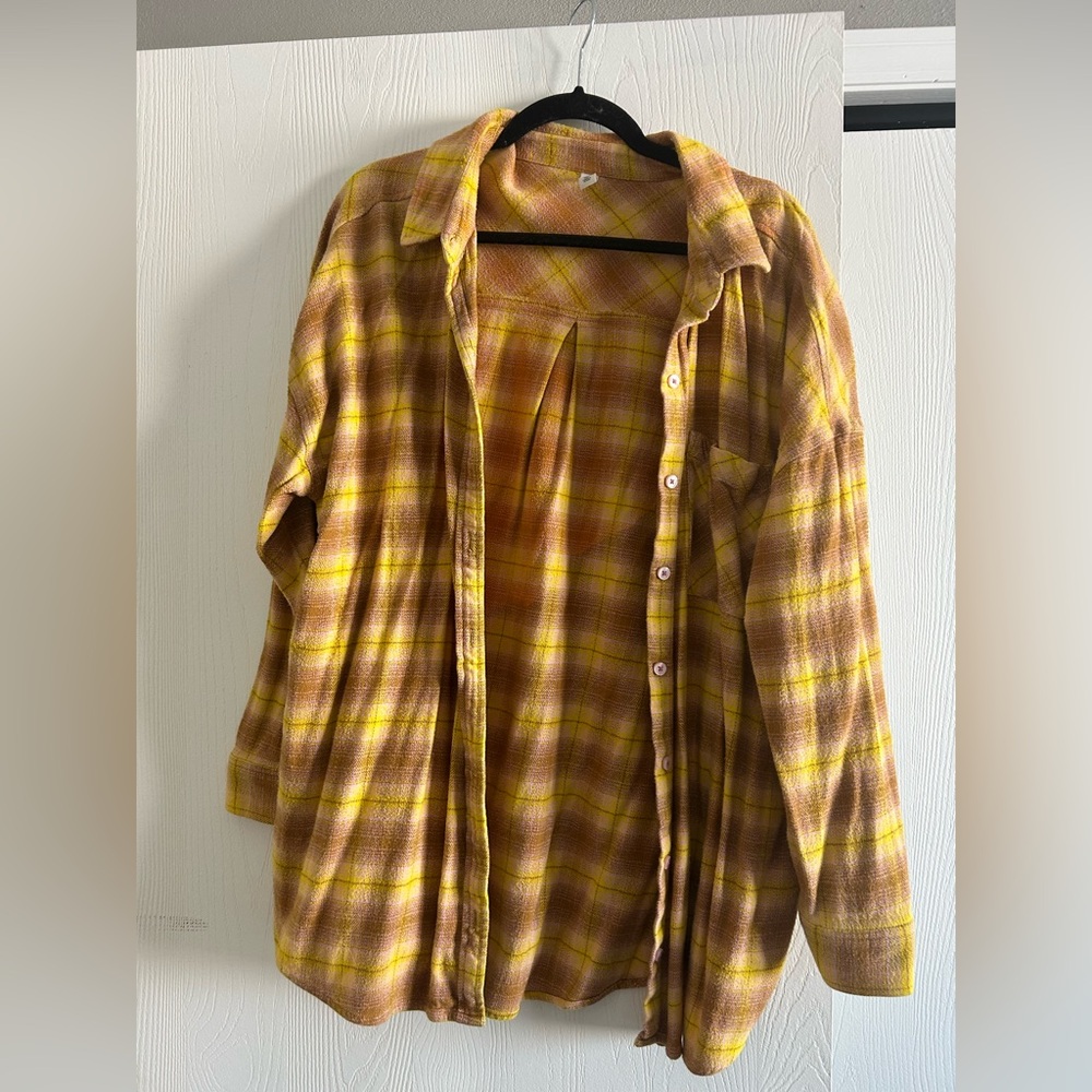 BP Yellow and Brown Plaid Shirt